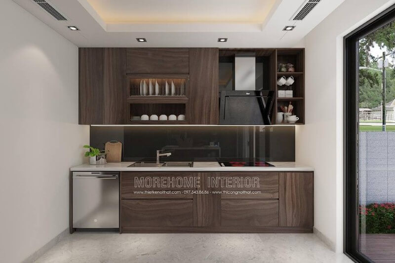 Đá ốp bếp tự nhiên màu trắng đẹp, bền cho không gian phòng khách hiện đại. Thiết kế nội thất