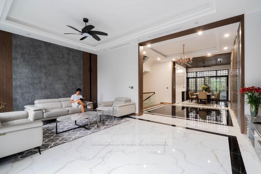 Morehome đem đến dòng sản phẩm sofa da hiện đại gồm bộ 3 món: sofa bành, sofa đơn Thi công phòng đẹp, hiện đại và sang trọng