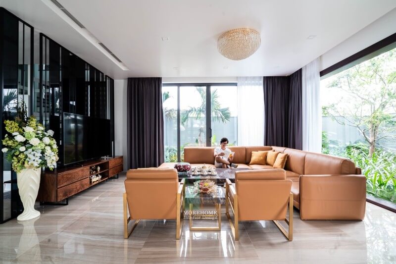 Hoàn thiện công trình thi công nội thất phòng khách biệt thự hiện đại tại hà tĩnh Thi công phòng đẹp, hiện đại và sang trọng