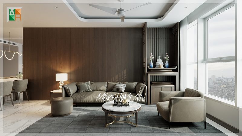 Bàn trà tròn với mặt đá chân sắt hiện đại là món trang trí đẹp mắt và có khả năng sử dụng cao.